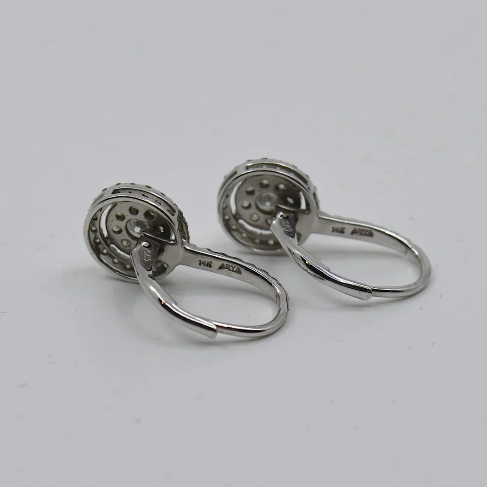 Diamond Halo Cluster Drop Earrings (3/4 ct. t.w.) in 14k White Gold - Picture 4 of 7